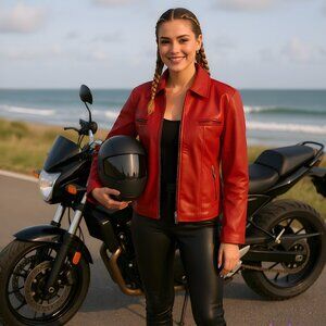 Vintage Underground Women's Red Leather Jacket